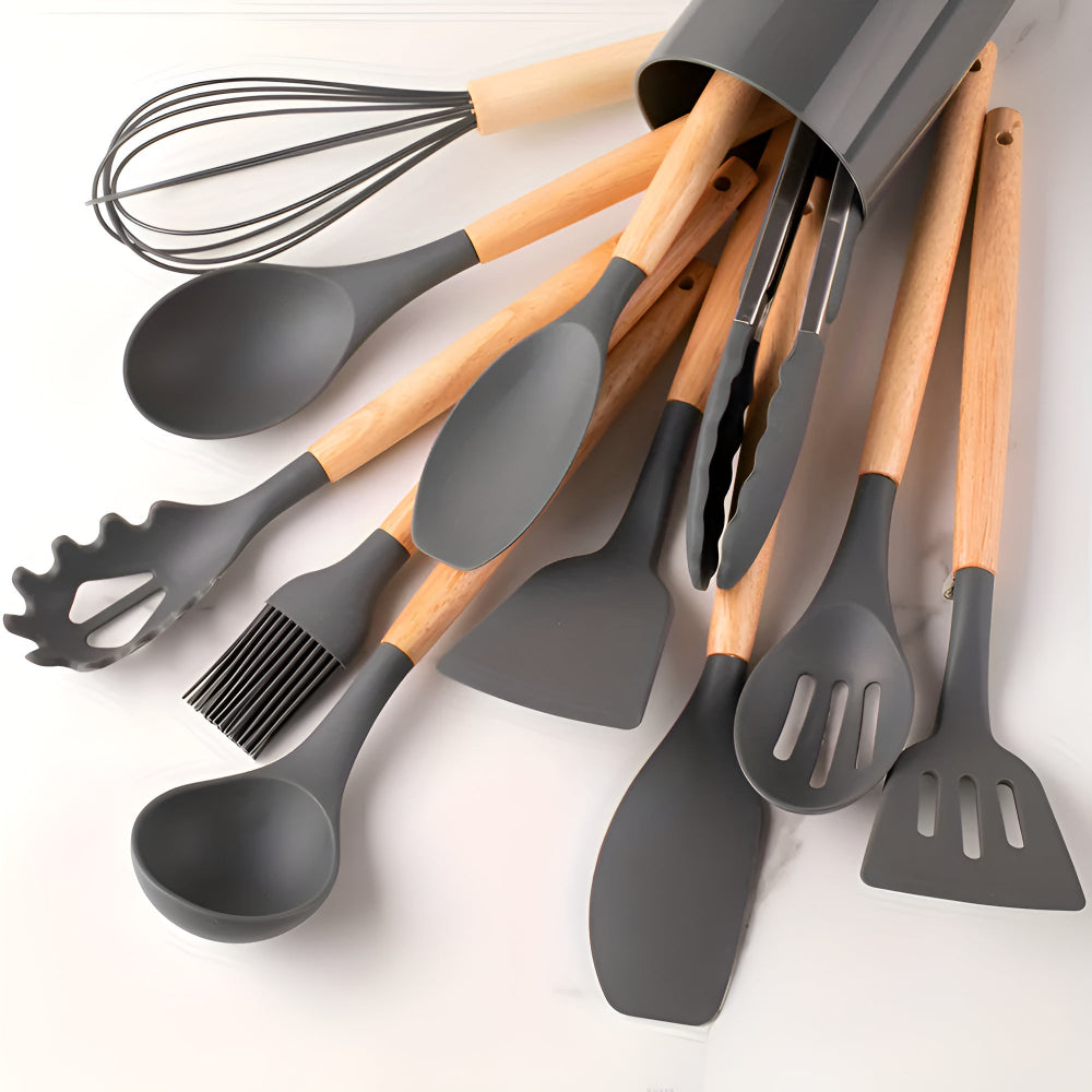 EcoSilk Silicone Utensil Set | 12-Piece Heat-Resistant Kitchen Tools