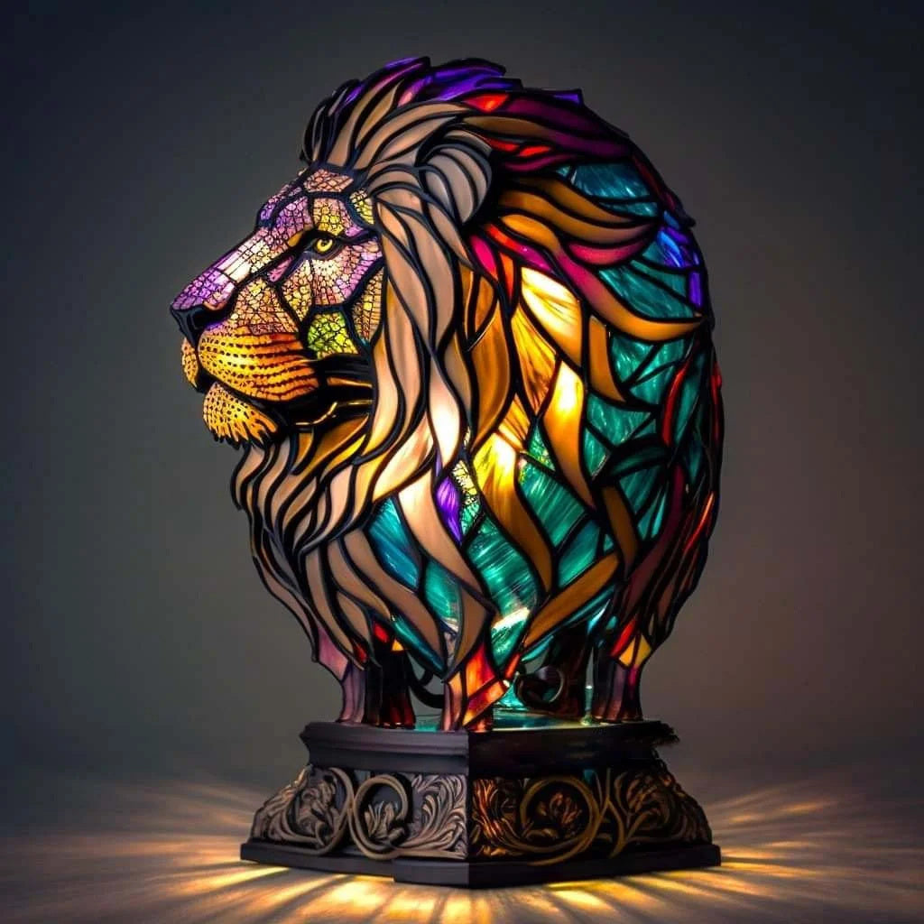 GlowFauna Stained Glass Animal Table Lamp | Decorative LED Light