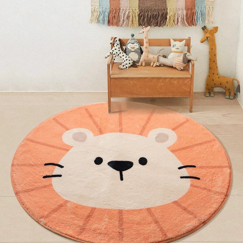 PlayNest Round Kids Rug | Soft Cartoon Carpet for Children’s Bedroom
