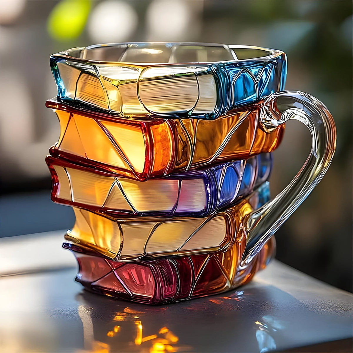 BookGlow 3D Resin Mug | Colourful Book Design Coffee & Tea Cup