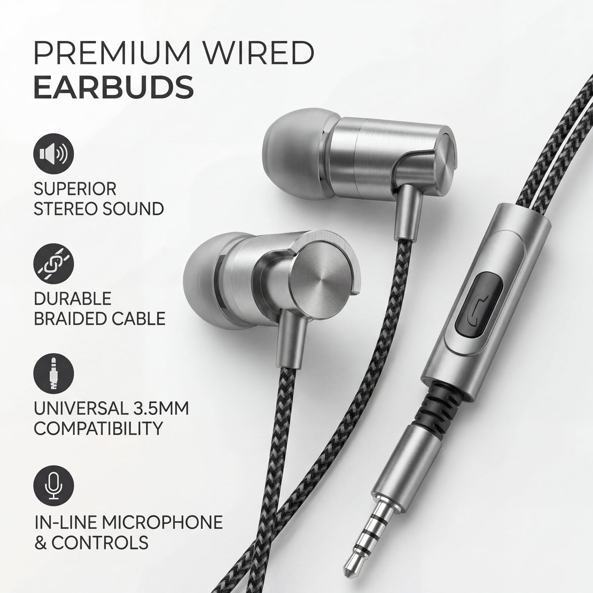 Hi-Fi Wired In-Ear Earphones – Noise Cancelling, Ergonomic 3.5mm Headphones
