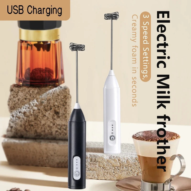 Mini USB Rechargeable Milk Frother with 3 Speeds