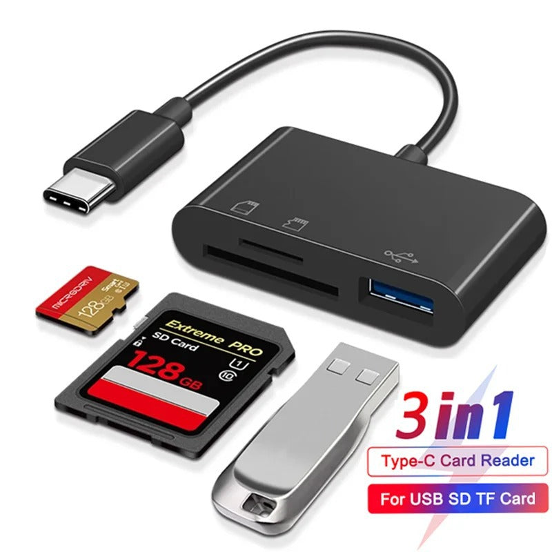 3-in-1 USB-C Memory Card Reader Adapter
