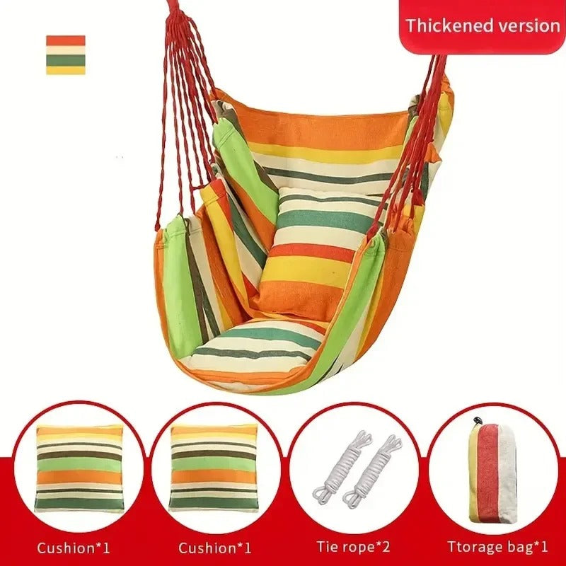 Durable Hanging Hammock Chair – Cotton Rope Boho Swing, Indoor/Outdoor