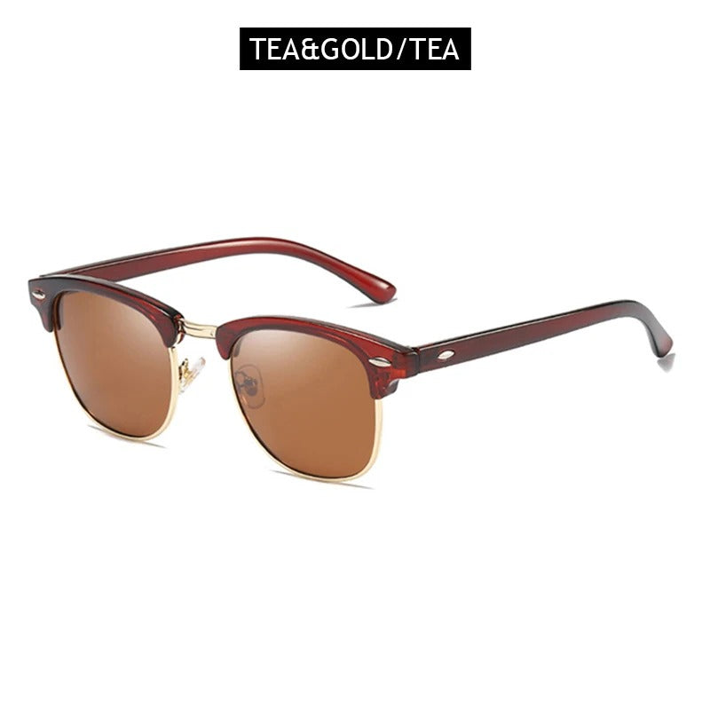 Classic Half Frame Polarized Sunglasses – Retro Anti-Glare Shades