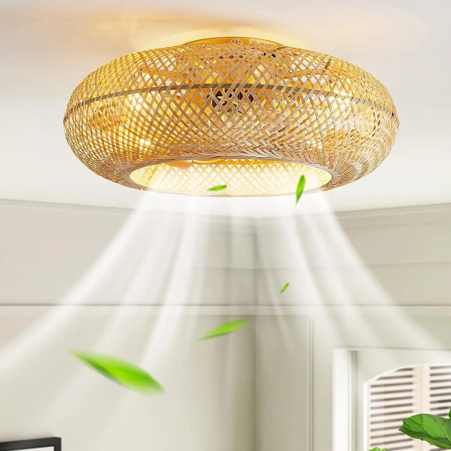 Bamboo Ceiling Fan with Lights