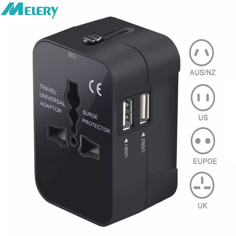 Universal Travel Adapter with USB and AC Outlets
