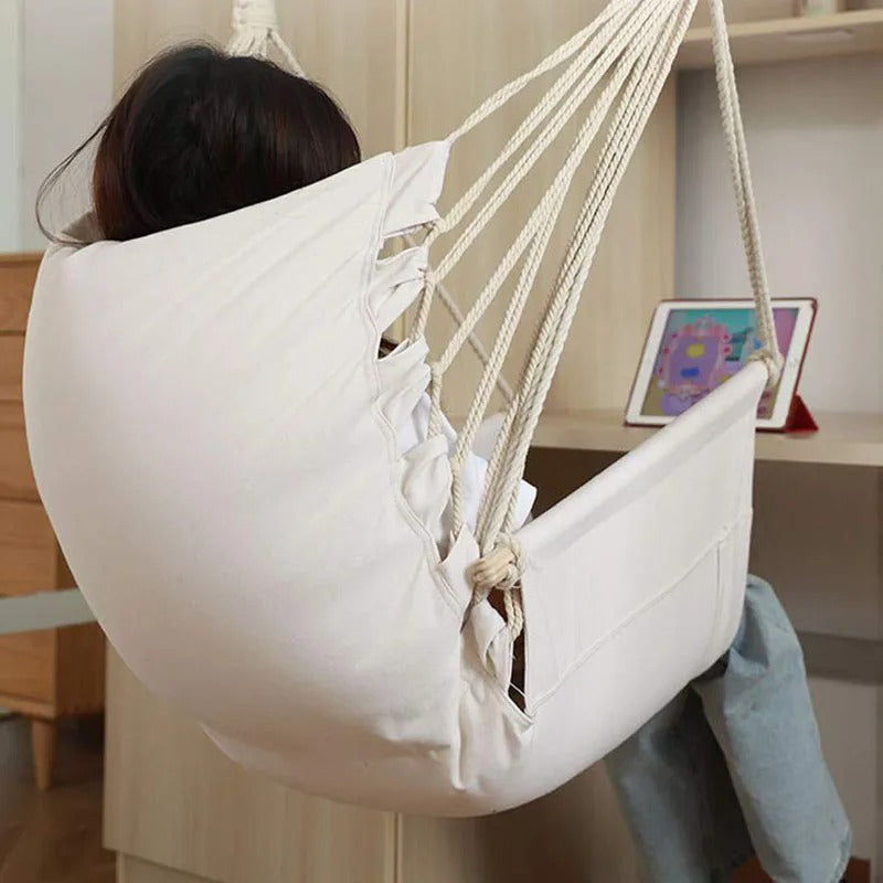 Durable Hanging Hammock Chair – Cotton Rope Boho Swing, Indoor/Outdoor
