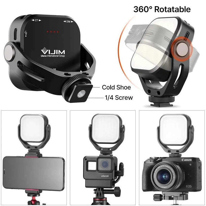 Adjustable LED Video Light with 360° Rotating Mount