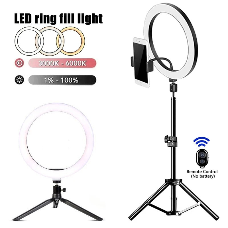 LED Selfie Ring Light – Tripod Stand & Remote