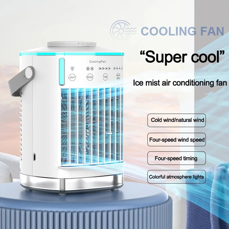 Small Electric Fan with Water & Ice Portable Air Conditioning