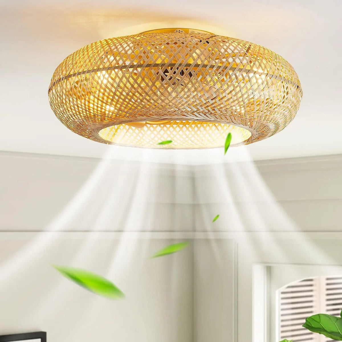 Bamboo Ceiling Fan with Lights