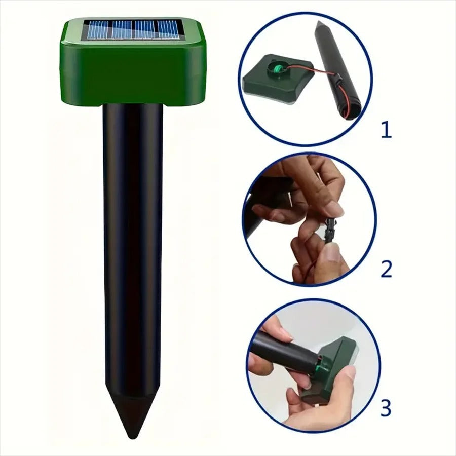 Solar Ultrasonic Mole Repellent Outdoor Gopher Snake Deterrent