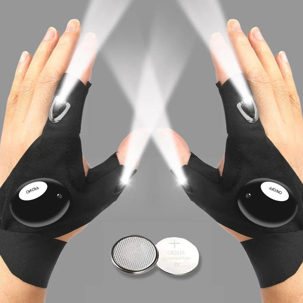 LED Half Finger Flashlight Glove – Waterproof Hands-Free Light