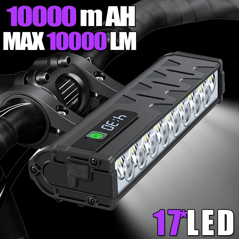10000 Lumen Bike Light – USB Rechargeable 10000mAh Waterproof Headlight