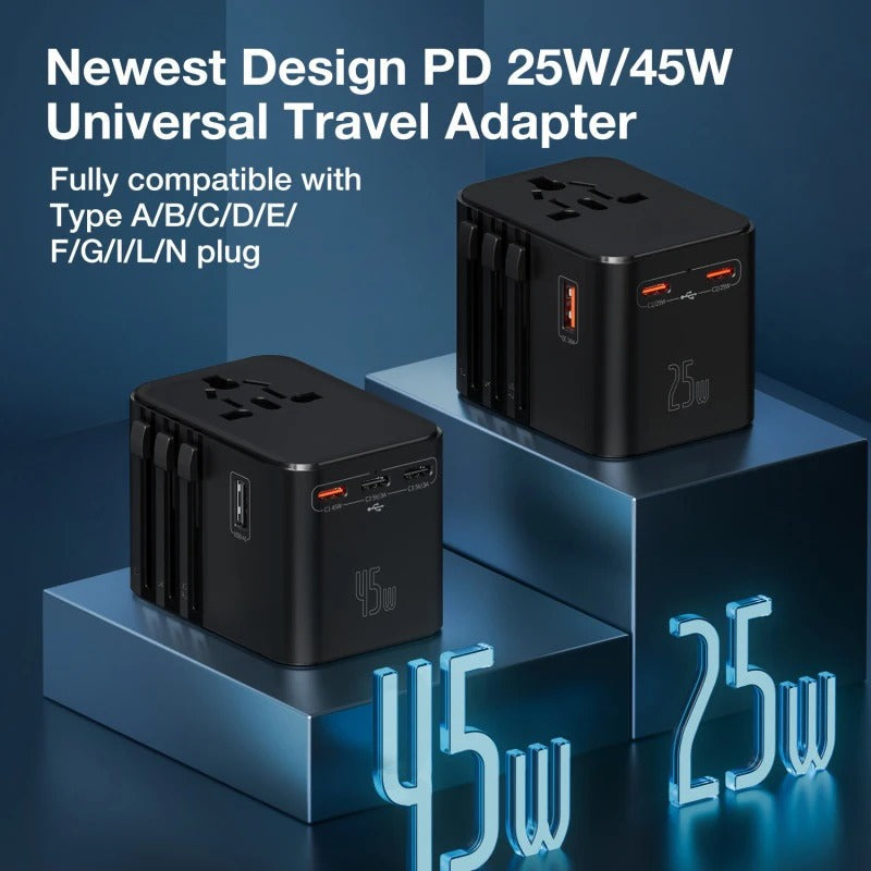 Universal Travel Adapter Fast Charger with Global Plug