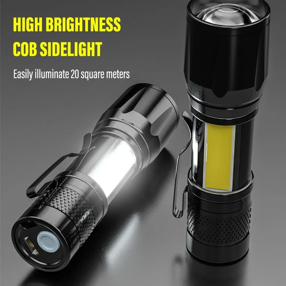 Portable USB Rechargeable Zoomable LED Flashlight – Mini Torch