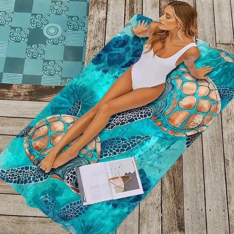 TurtlePrint Premium Beach Towel - Soft & Absorbent Beach Towel for Summer Fun