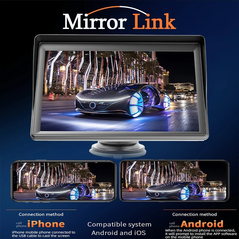 7-Inch Portable Car Radio – Wireless CarPlay & Android Auto