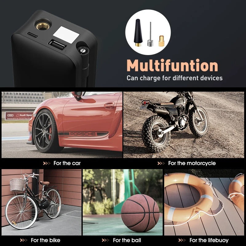 Rechargeable Cordless Tire Inflator – Digital Air Compressor Pump