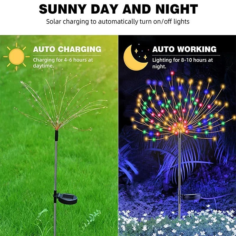 Solar LED Firework Fairy Lights Outdoor Decorative Pack