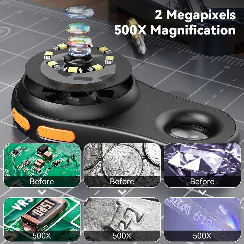 2.0-Inch Digital Microscope – 500X 1080P Magnifier