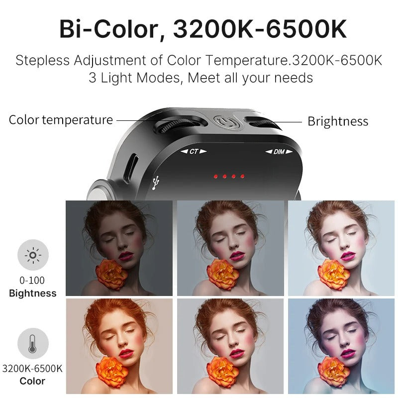 Adjustable LED Video Light with 360° Rotating Mount