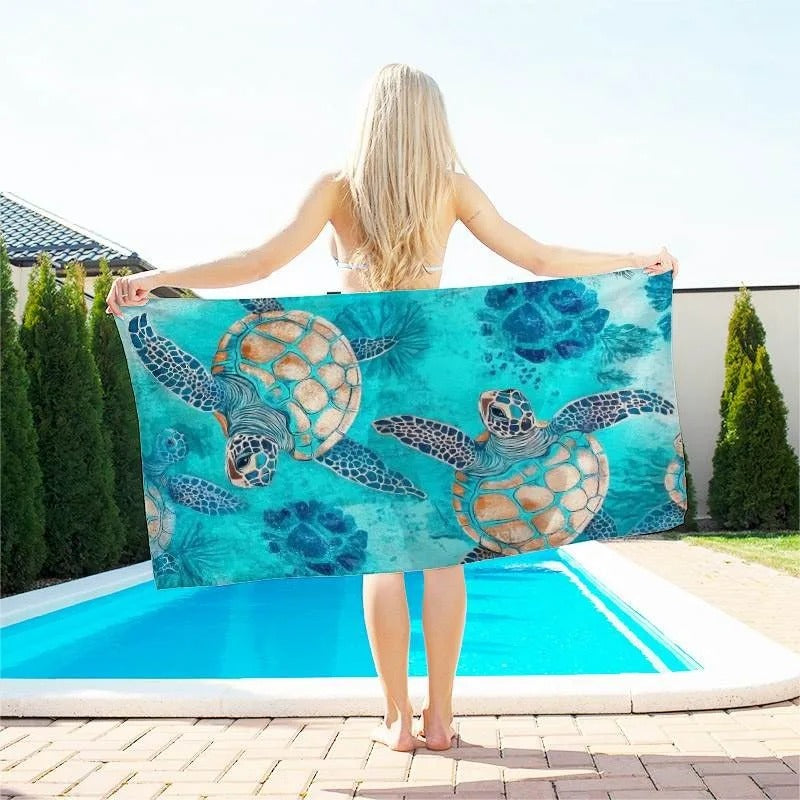 TurtlePrint Premium Beach Towel - Soft & Absorbent Beach Towel for Summer Fun