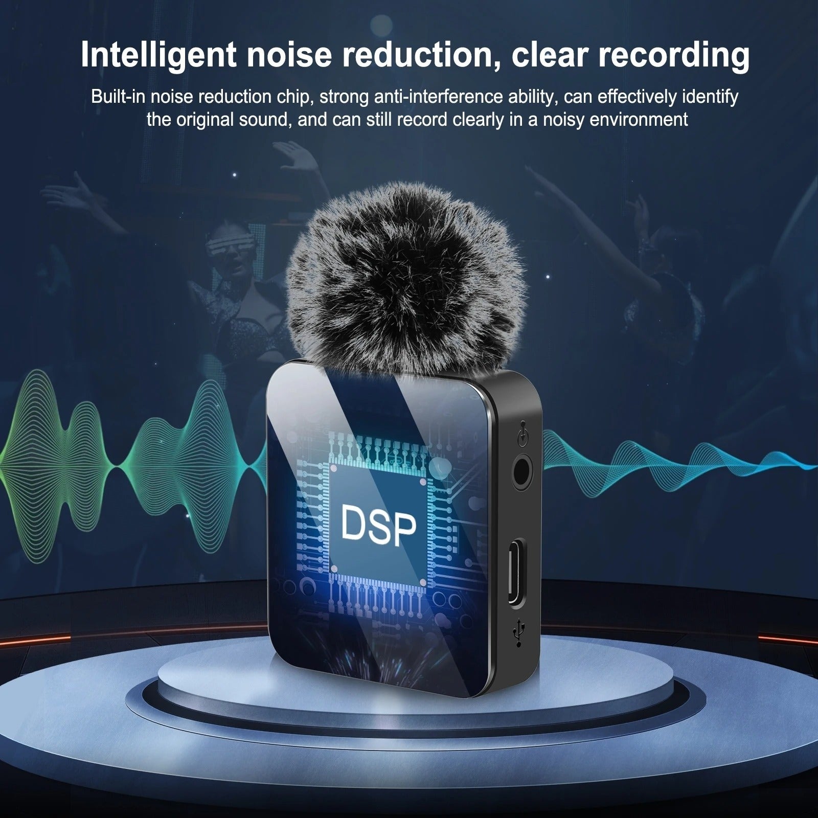 Wireless Lavalier Microphone with Noise Reduction for Smartphones
