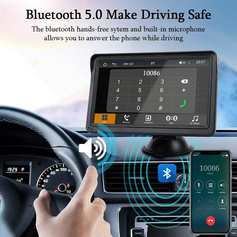 7-Inch Portable Car Radio – Wireless CarPlay & Android Auto