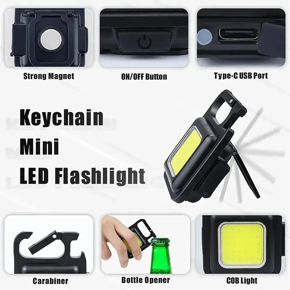 Mini LED Keychain Flashlight – USB Rechargeable Camping Light