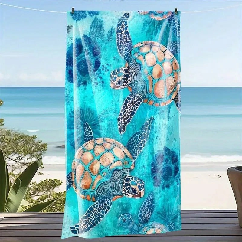 TurtlePrint Premium Beach Towel - Soft & Absorbent Beach Towel for Summer Fun