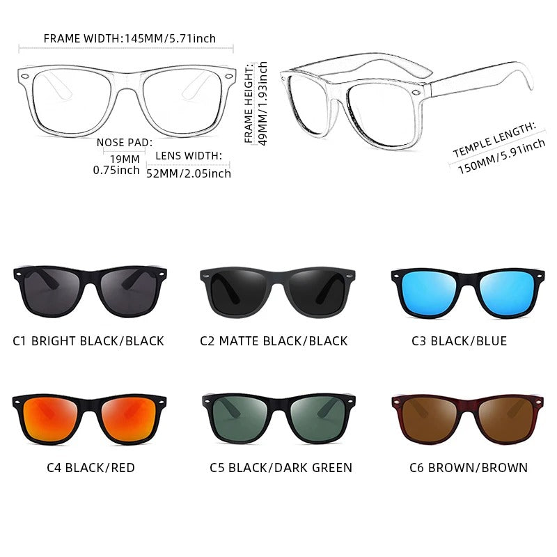 Classic Polarized Square Sunglasses UV400 for Men Women