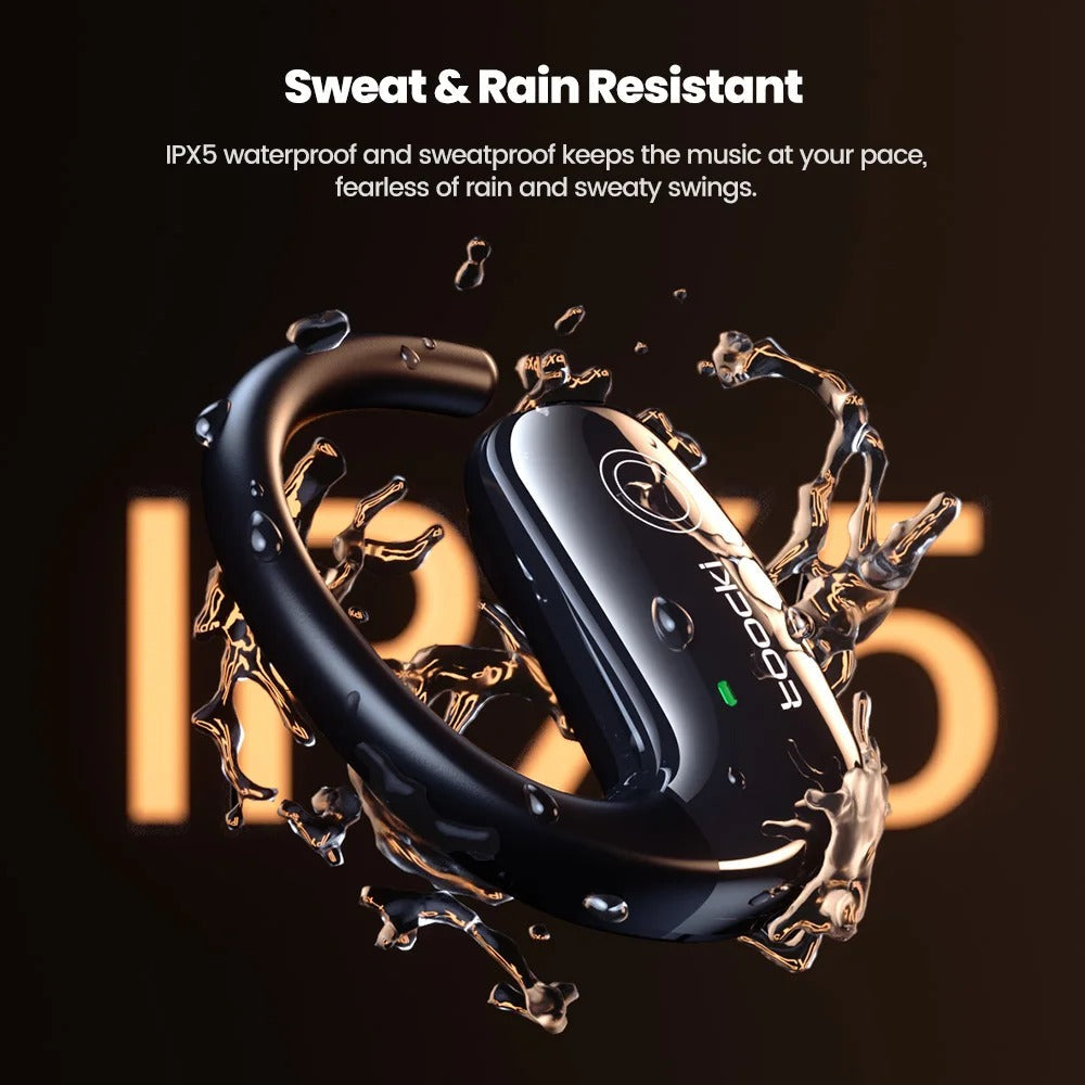 Open-Ear Wireless Earphones – Bluetooth 5.3, Waterproof Sports Headset with Mic