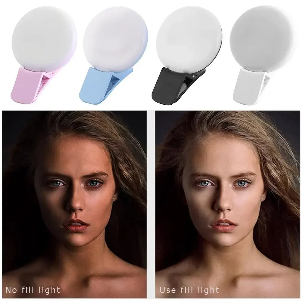 Mini LED Selfie Ring Light – Portable Clip-On