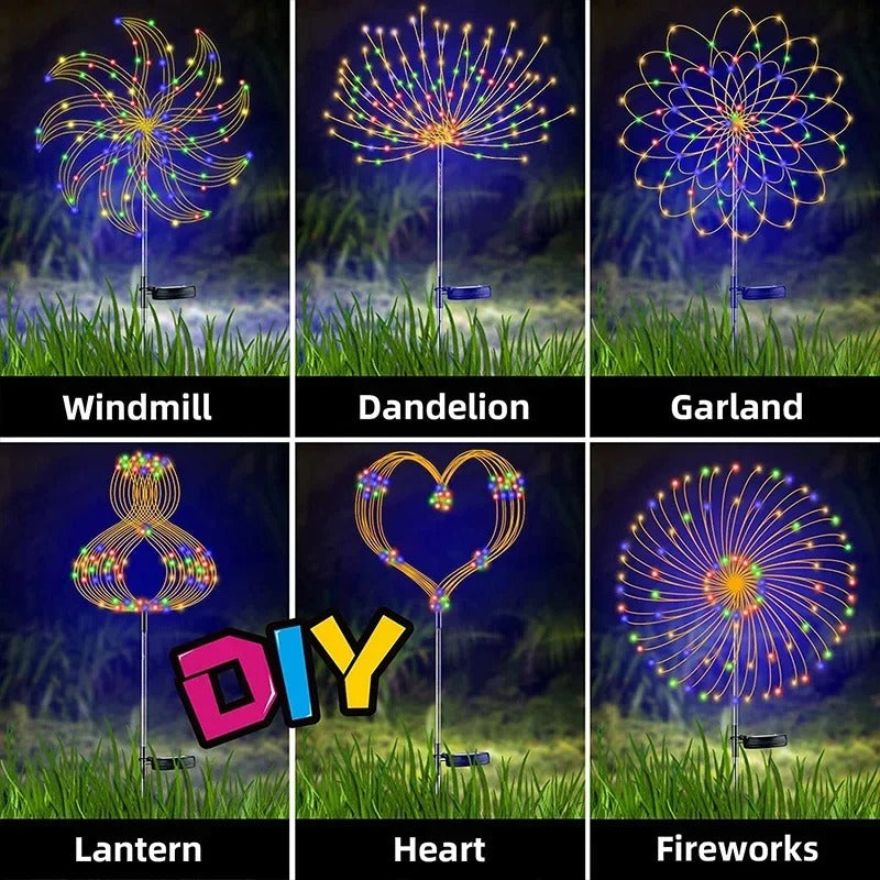 Solar LED Firework Fairy Lights Outdoor Decorative Pack