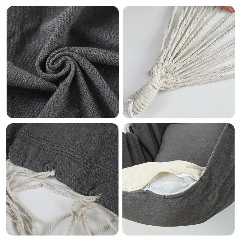 Durable Hanging Hammock Chair – Cotton Rope Boho Swing, Indoor/Outdoor