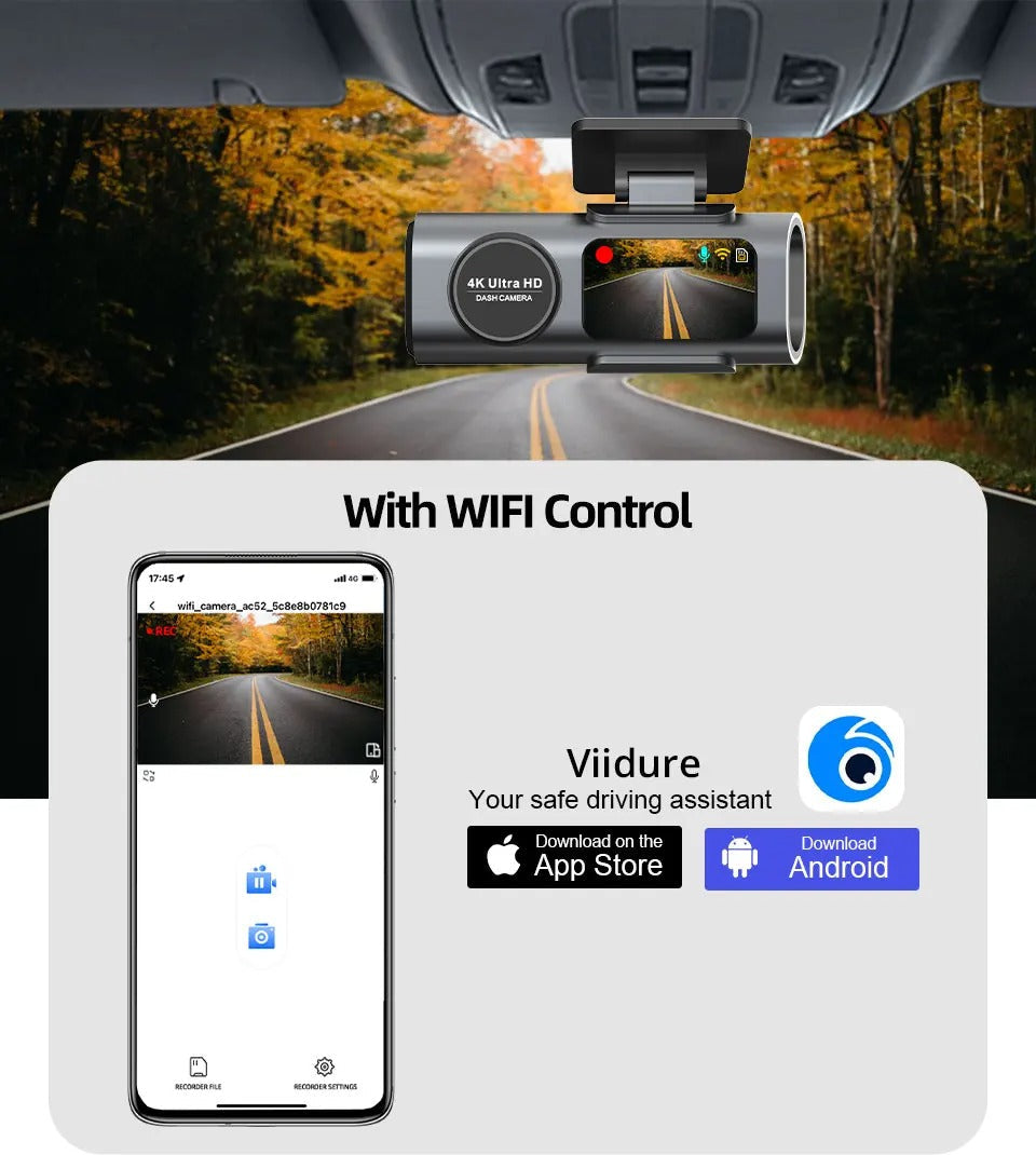Dash Cam 4K UHD – Dual Lens Car Recorder