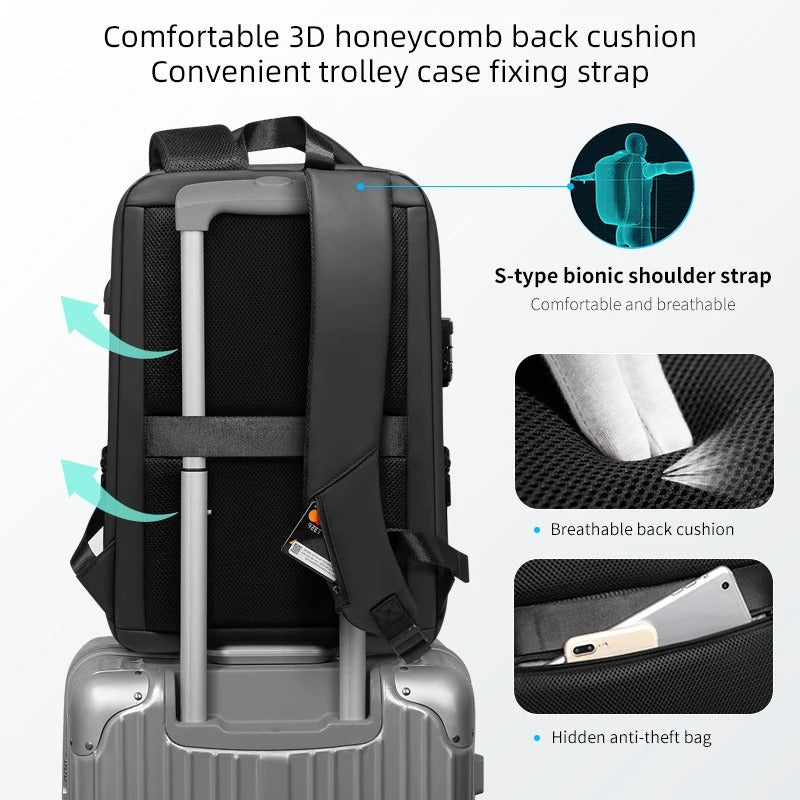 Anti-Theft Laptop Backpack – Waterproof Travel & Work Bag with USB Charging Port