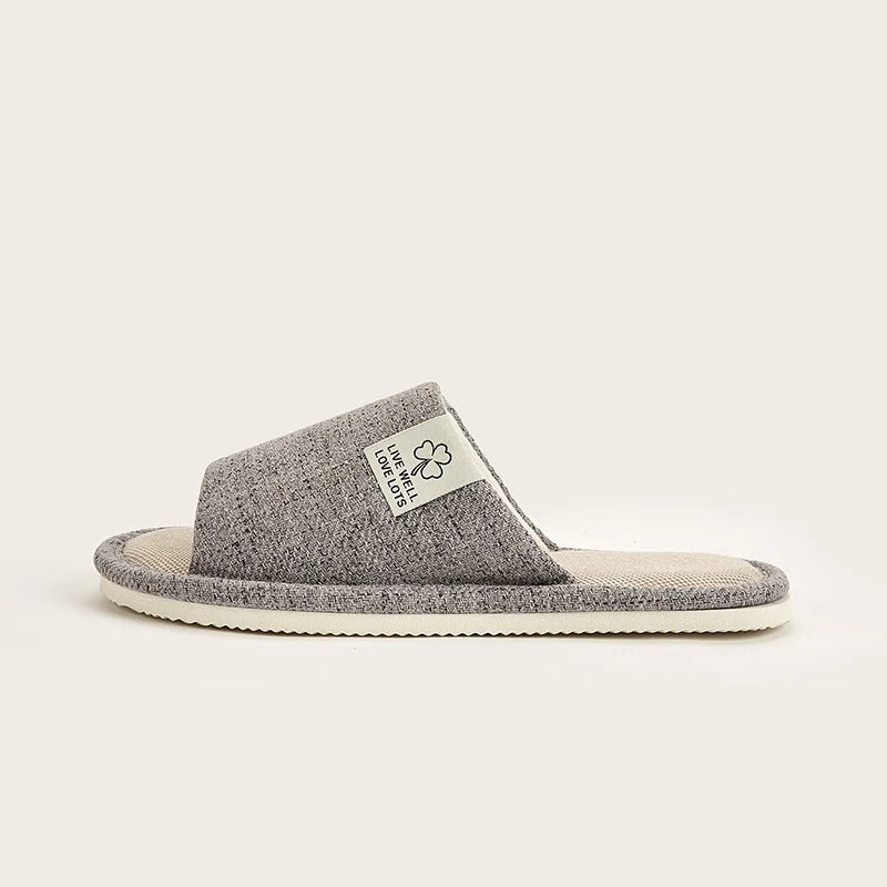 Home Linen Slippers for Men – Comfortable Summer Open Shoes