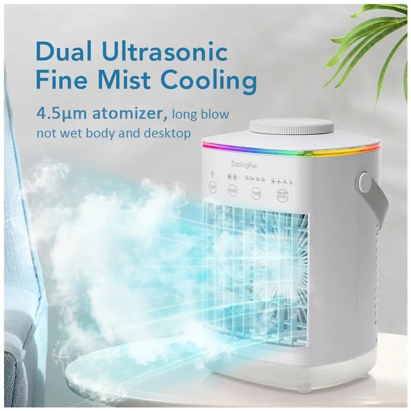 Small Electric Fan with Water & Ice Portable Air Conditioning