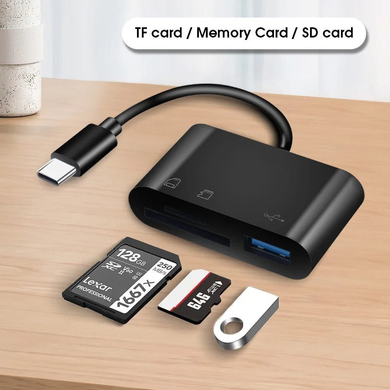 3-in-1 USB-C Memory Card Reader Adapter