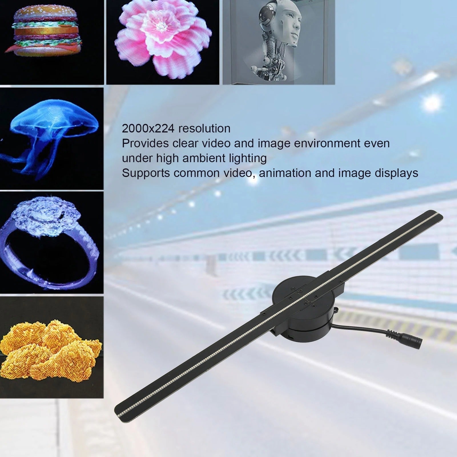 16.5-Inch 3D Hologram Fan Projector – WiFi LED Display for Advertising & Retail