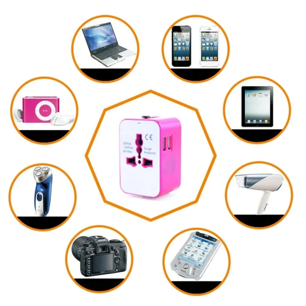 Universal Travel Adapter with USB and AC Outlets