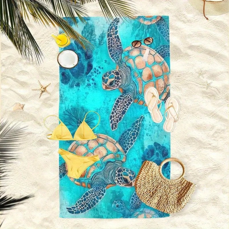 TurtlePrint Premium Beach Towel - Soft & Absorbent Beach Towel for Summer Fun