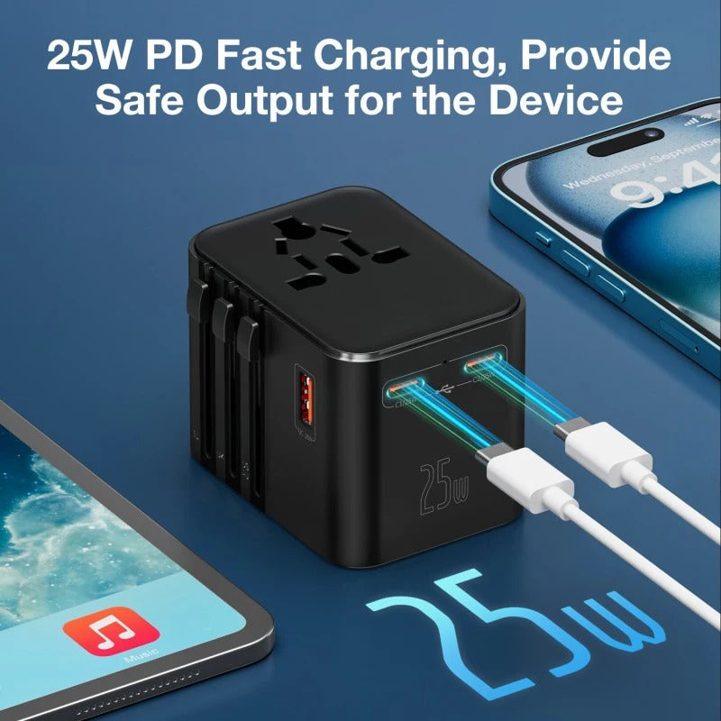 Universal Travel Adapter Fast Charger with Global Plug