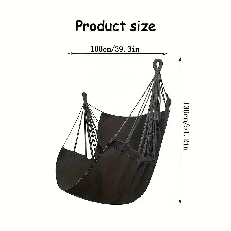 Durable Hanging Hammock Chair – Cotton Rope Boho Swing, Indoor/Outdoor