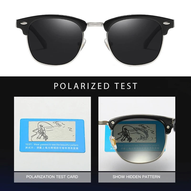 Classic Half Frame Polarized Sunglasses – Retro Anti-Glare Shades
