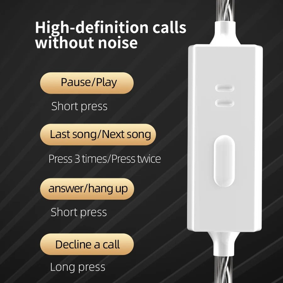 Wired In-Ear Monitor Earphones with Ultra-Thin Diaphragm & Deep Bass