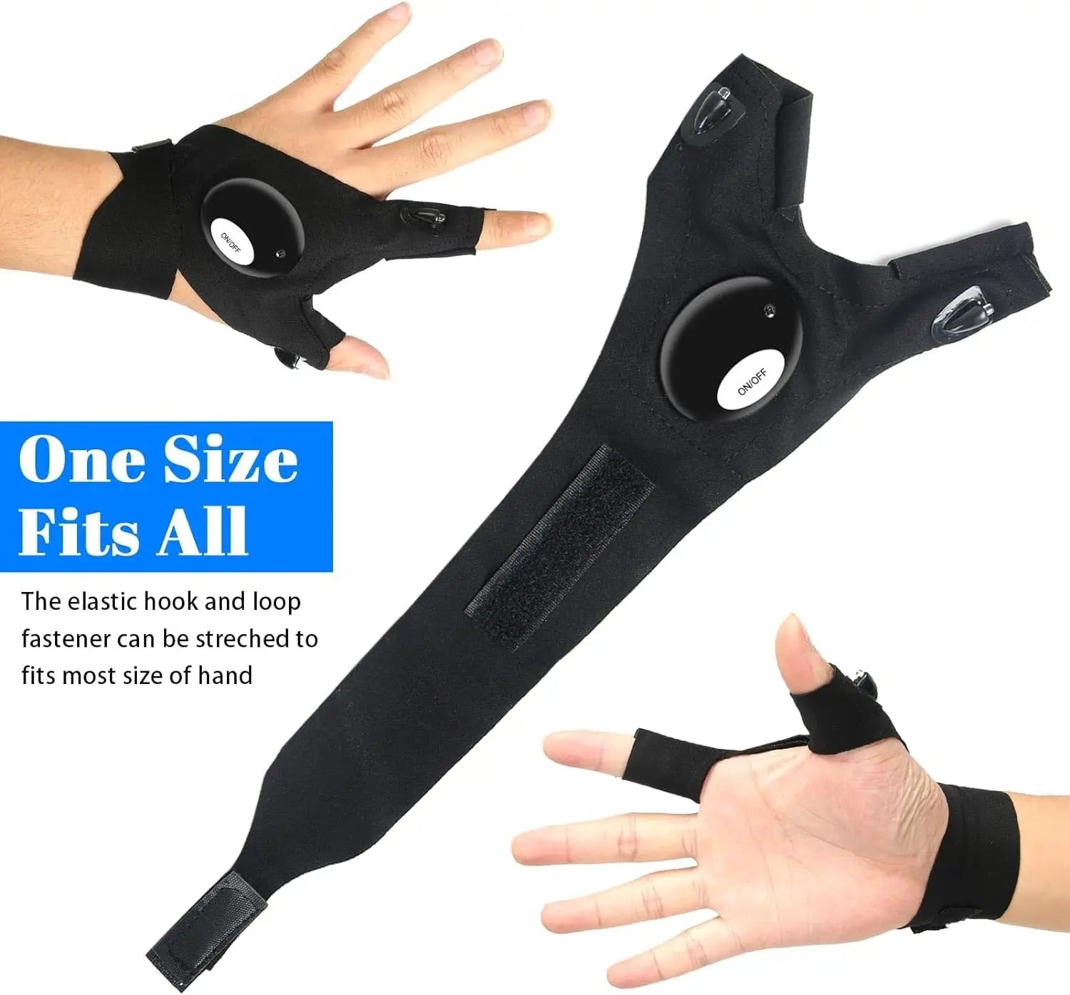 LED Half Finger Flashlight Glove – Waterproof Hands-Free Light